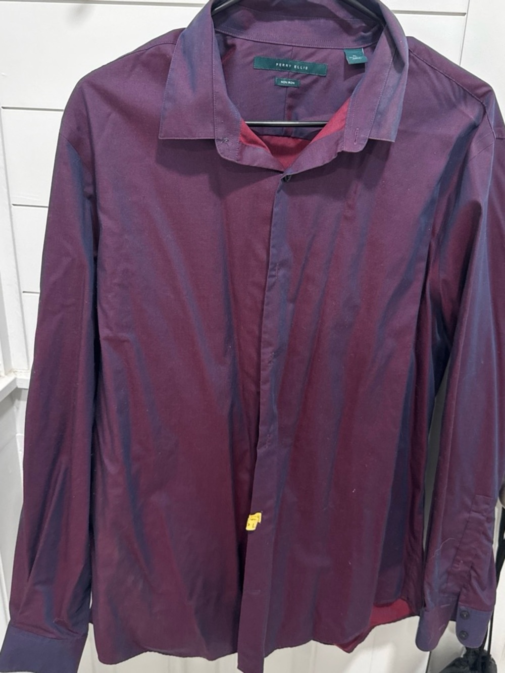 Perry Ellis Men's Deep Plum Long-Sleeve Dress Shirt